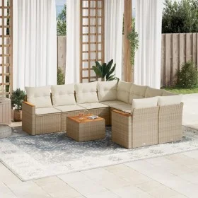 Set de sofás de jardín 9 pzas con cojines ratán sintético beige by , Garden sets - Ref: Foro24-3225827, Price: 595,13 €, Disc...