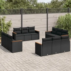 Set de sofás de jardín 12 piezas cojines ratán sintético negro by , Garden sets - Ref: Foro24-3225831, Price: 894,24 €, Disco...