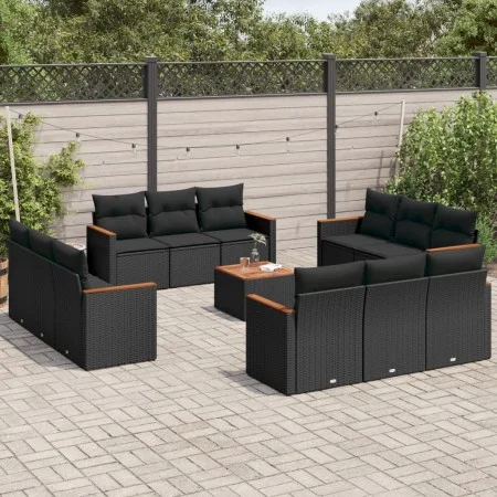 Set de sofás de jardín y cojines 13 pzas ratán sintético negro de , Conjuntos de jardín - Ref: Foro24-3225838, Precio: 916,65...