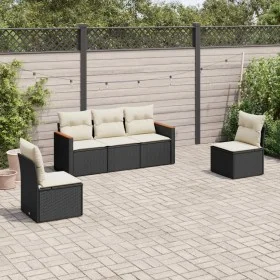 Gartenmöbel-Set, 5-teilig, mit schwarzen Polstern aus synthetischem Rattan. von , Gartensets - Ref: Foro24-3225846, Preis: 29...