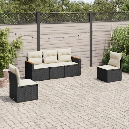 Gartenmöbel-Set, 5-teilig, mit schwarzen Polstern aus synthetischem Rattan. von , Gartensets - Ref: Foro24-3225846, Preis: 29...