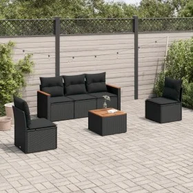 6-piece garden sofa set with black synthetic rattan cushions by , Garden sets - Ref: Foro24-3225852, Price: 346,46 €, Discoun...