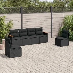 Set de sofás de jardín 6 piezas y cojines ratán sintético negro by , Garden sets - Ref: Foro24-3225859, Price: 374,51 €, Disc...