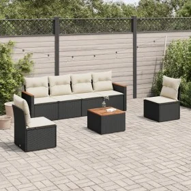 Garten-Essgruppe 7-teilig mit schwarzen Polstern aus synthetischem Rattan von , Gartensets - Ref: Foro24-3225867, Preis: 374,...