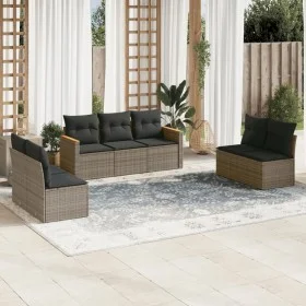 7-teiliges Gartensofa-Set mit grauen PE-Rattan-Kissen. von , Gartensets - Ref: Foro24-3225878, Preis: 394,12 €, Rabatt: %