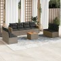 Gartenmöbel-Set 9-teilig mit grauen Polstern aus synthetischem Rattan von , Gartensets - Ref: Foro24-3225899, Preis: 473,44 €...