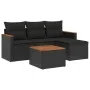 Set de muebles de jardín 5 pzas y cojines ratán sintético negro de , Conjuntos de jardín - Ref: Foro24-3225908, Precio: 284,4...