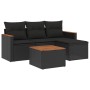 Set de muebles de jardín 5 pzas y cojines ratán sintético negro by , Garden sets - Ref: Foro24-3225908, Price: 283,73 €, Disc...