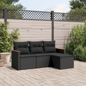 Gartensitzgruppe 4-teilig mit schwarzen Polstern aus synthetischem Rattan von , Gartensets - Ref: Foro24-3225901, Preis: 242,...