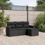 Juego de sofás jardín 4 pzas con cojines ratán sintético negro by , Garden sets - Ref: Foro24-3225901, Price: 245,35 €, Disco...