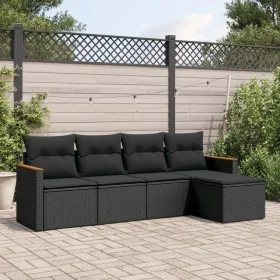 Gartenmöbel-Set, 5-teilig, mit schwarzen Polstern aus synthetischem Rattan. von , Gartensets - Ref: Foro24-3225915, Preis: 30...