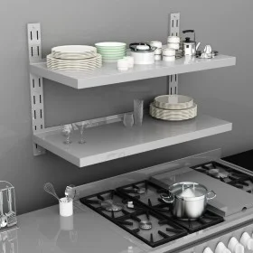 Floating wall shelf 2 levels stainless steel 100x30 cm by vidaXL, Shelves and shelves - Ref: Foro24-51047, Price: 112,82 €, D...
