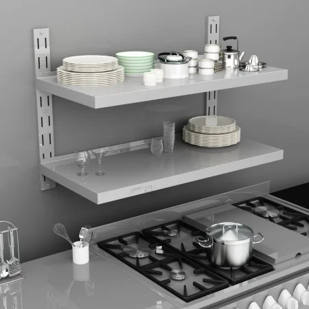 Floating wall shelf 2 levels stainless steel 100x30 cm by vidaXL, Shelves and shelves - Ref: Foro24-51047, Price: 112,82 €, D...