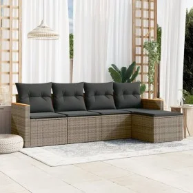 Gartensofa-Set mit 5-teiligen Kissen aus grauem synthetischem Rattan von , Gartensets - Ref: Foro24-3225920, Preis: 278,19 €,...