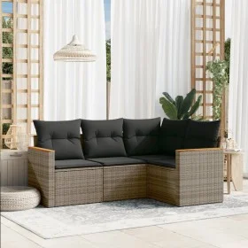 Set de sofás de jardín 4 pzas y cojines ratán sintético gris by , Garden sets - Ref: Foro24-3225934, Price: 257,75 €, Discoun...