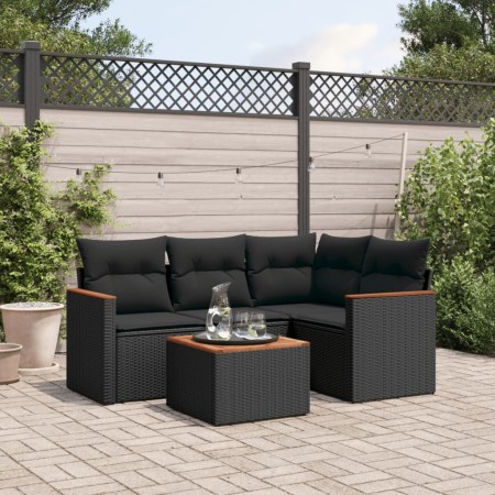 Set de muebles de jardín 5 pzas y cojines ratán sintético negro de , Conjuntos de jardín - Ref: Foro24-3225936, Precio: 322,6...