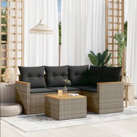 Juego de sofás jardín con cojines 5 pzas ratán sintético gris by , Garden sets - Ref: Foro24-3225941, Price: 287,69 €, Discou...