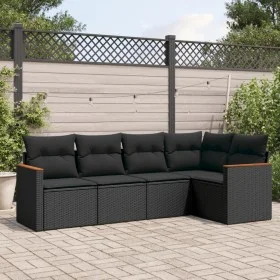 Set de muebles de jardín 5 pzas y cojines ratán sintético negro by , Garden sets - Ref: Foro24-3225943, Price: 339,13 €, Disc...