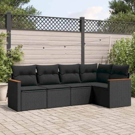 Gartenmöbel-Set, 5-teilig, mit schwarzen Polstern aus synthetischem Rattan. von , Gartensets - Ref: Foro24-3225943, Preis: 33...
