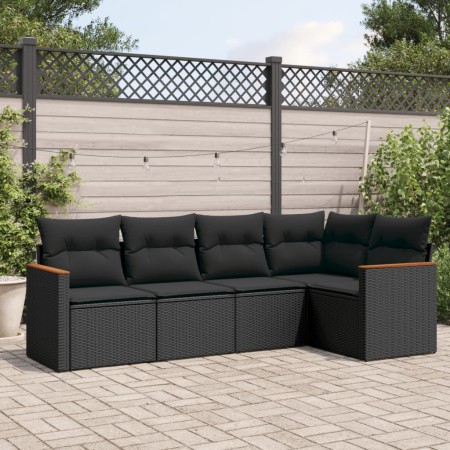 Gartenmöbel-Set, 5-teilig, mit schwarzen Polstern aus synthetischem Rattan. von , Gartensets - Ref: Foro24-3225943, Preis: 33...