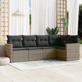 Gartensofa-Set mit 5-teiligen Kissen aus grauem synthetischem Rattan von , Gartensets - Ref: Foro24-3225948, Preis: 307,98 €,...