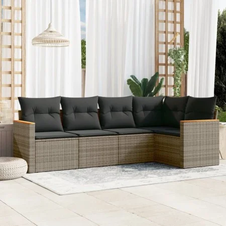 Juego de sofás jardín con cojines 5 pzas ratán sintético gris by , Garden sets - Ref: Foro24-3225948, Price: 307,98 €, Discou...