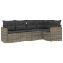 Gartensofa-Set mit 5-teiligen Kissen aus grauem synthetischem Rattan von , Gartensets - Ref: Foro24-3225948, Preis: 297,99 €,...