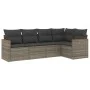 Juego de sofás jardín con cojines 5 pzas ratán sintético gris by , Garden sets - Ref: Foro24-3225948, Price: 307,98 €, Discou...