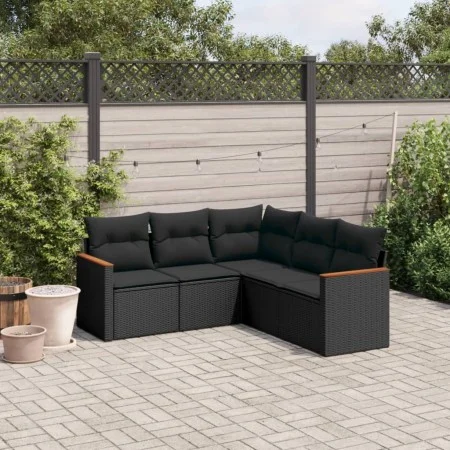 Gartenmöbel-Set, 5-teilig, mit schwarzen Polstern aus synthetischem Rattan. von , Gartensets - Ref: Foro24-3225957, Preis: 33...