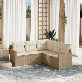 Juego de sofás jardín con cojines 5 pzas ratán sintético beige by , Garden sets - Ref: Foro24-3225960, Price: 368,97 €, Disco...