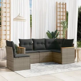 Juego de sofás jardín con cojines 5 pzas ratán sintético gris by , Garden sets - Ref: Foro24-3225976, Price: 307,98 €, Discou...