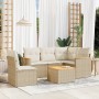 Gartensofa-Set mit 6-teiligen Kissen aus synthetischem Rattan in Beige. von , Gartensets - Ref: Foro24-3225981, Preis: 375,25...