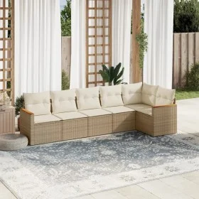 Gartensofa-Set mit 6-teiligen Kissen aus synthetischem Rattan in Beige. von , Gartensets - Ref: Foro24-3225988, Preis: 406,21...