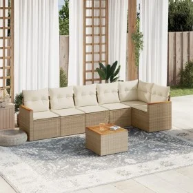Gartensofagarnitur 7-teilig mit Kissen aus synthetischem Rattan in Beige. von , Gartensets - Ref: Foro24-3225995, Preis: 453,...