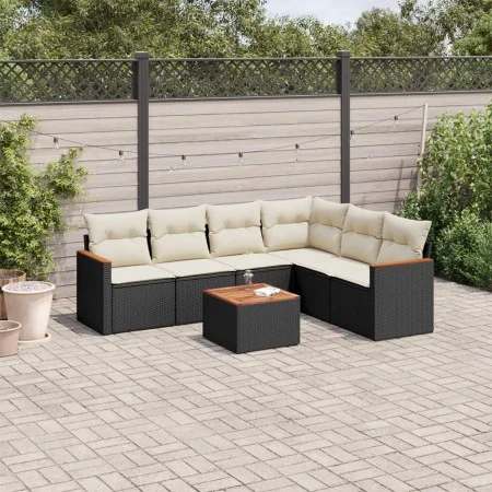 Garten-Essgruppe 7-teilig mit schwarzen Polstern aus synthetischem Rattan von , Gartensets - Ref: Foro24-3226007, Preis: 402,...