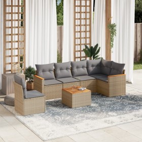 Gartensofagarnitur mit beigen Kissen, 7-teilig, aus PE-Rattan. von , Gartensets - Ref: Foro24-3226024, Preis: 423,34 €, Rabat...