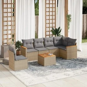Juego de sofás jardín con cojines beige mezcla 7 pzas ratán PE by , Garden sets - Ref: Foro24-3226024, Price: 422,22 €, Disco...