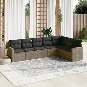 7-teiliges Gartensofa-Set mit grauen PE-Rattan-Kissen. von , Gartensets - Ref: Foro24-3226032, Preis: 408,34 €, Rabatt: %