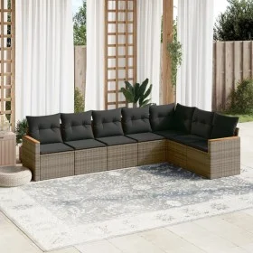 Set de sofás de jardín 7 piezas con cojines ratán PE gris by , Garden sets - Ref: Foro24-3226032, Price: 415,72 €, Discount: %