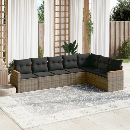 7-teiliges Gartensofa-Set mit grauen PE-Rattan-Kissen. von , Gartensets - Ref: Foro24-3226032, Preis: 408,34 €, Rabatt: %