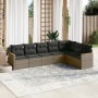 Set de sofás de jardín 7 piezas con cojines ratán PE gris by , Garden sets - Ref: Foro24-3226032, Price: 408,34 €, Discount: %