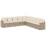 Set de sofás de jardín 9 pzas con cojines ratán sintético beige