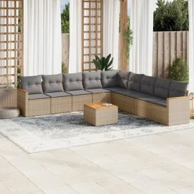 Gartensofa-Set mit 10-teiligen beigen Kissen aus synthetischem Rattan. von , Gartensets - Ref: Foro24-3226066, Preis: 579,87 ...