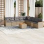 Juego de sofás jardín con cojines beige 10 pzas ratán sintético de , Conjuntos de jardín - Ref: Foro24-3226066, Precio: 551,35 €