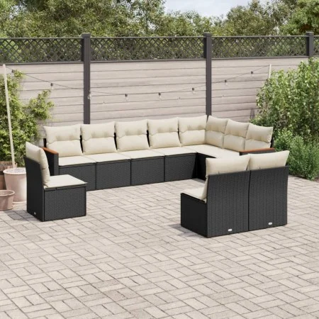 Set de sofás de jardín 10 pzas cojines ratán sintético negro by , Garden sets - Ref: Foro24-3226070, Price: 562,44 €, Discoun...