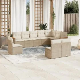 Gartensofa-Set mit 10-teiligen beigen Kissen aus synthetischem Rattan. von , Gartensets - Ref: Foro24-3226072, Preis: 643,54 ...