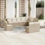 Gartensofa-Set mit 10-teiligen beigen Kissen aus synthetischem Rattan. von , Gartensets - Ref: Foro24-3226072, Preis: 643,54 ...