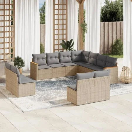 Juego de sofás jardín con cojines beige mezcla 11 pzas ratán PE by , Garden sets - Ref: Foro24-3226087, Price: 649,69 €, Disc...