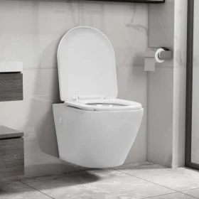 Spülrandloses Wand-WC aus weißer Keramik von vidaXL, Badezimmer - Ref: Foro24-145237, Preis: 171,20 €, Rabatt: %
