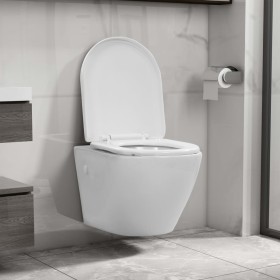 Spülrandloses Wand-WC aus weißer Keramik von vidaXL, Badezimmer - Ref: Foro24-145237, Preis: 158,81 €, Rabatt: %